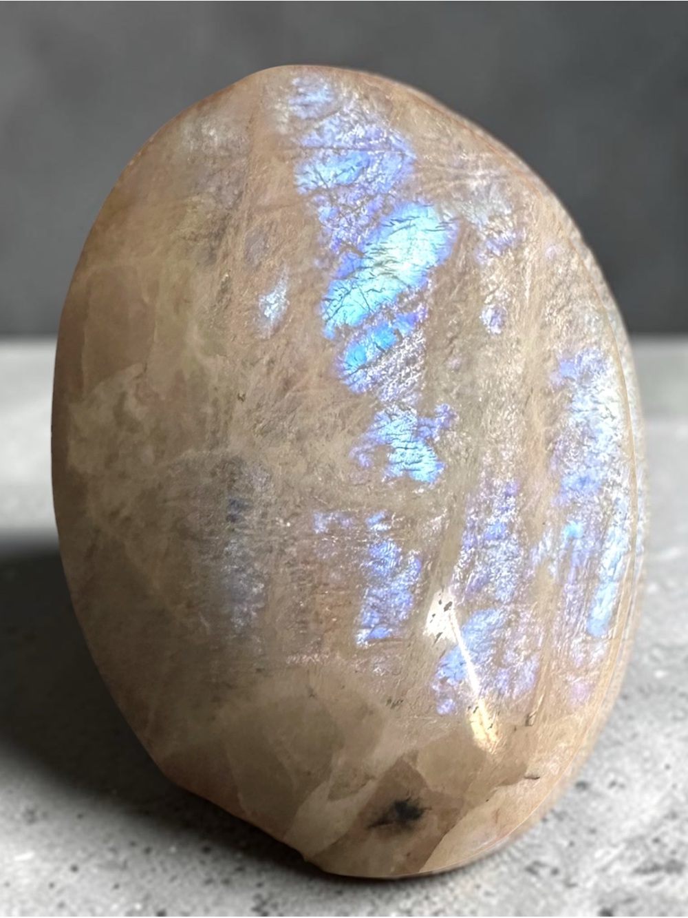Moon Stone Palm Stone with Blue Flash